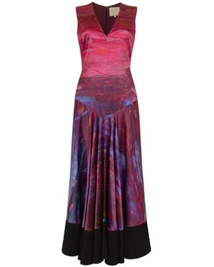 ROKSANDA Omi Abstract-Print Flared Midi Dress - Purple