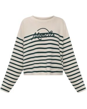 Moncler Logo-Embroidered Striped Sweater - White