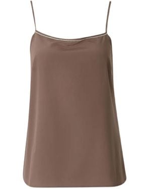 Peserico Beaded-Trim Top - Brown