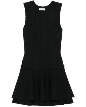 Sandro Vestido Con Dobladillo De Volantes - Negro