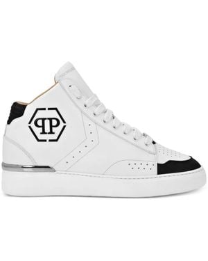 Philipp Plein Hexagon Leather Trainers - White