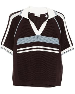 P.A.R.O.S.H. Striped V-Neck T-Shirt - Black