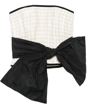 Elie Saab Sequined Bow Top - White