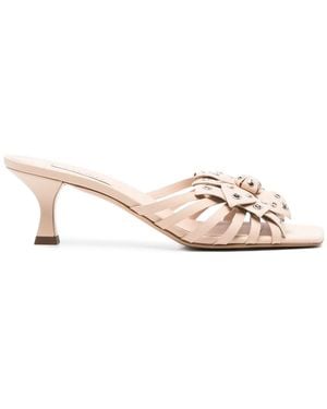 Casadei 50Mm Floral-Appliqué Sandals - Pink