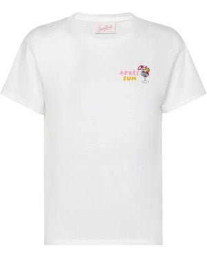 Mc2 Saint Barth Emilie T-Shirt Mit Cocktailverzierung - Weiß