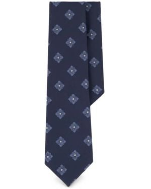 BOGGI Cravate En Jacquard À Motif Macro Médaillon En Soie - Blue