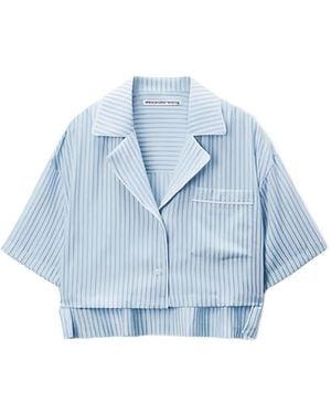 Alexander Wang Striped Short-Sleeve Shirt - Blue