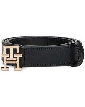Tommy Hilfiger Ceinture En Cuir Monogrammé - Noir