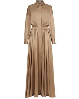 Brunello Cucinelli Monili-Detail Silk Maxi Dress - Natural