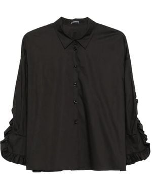 Susanne Bommer Ruffled Long-Sleeve Blouse - Black