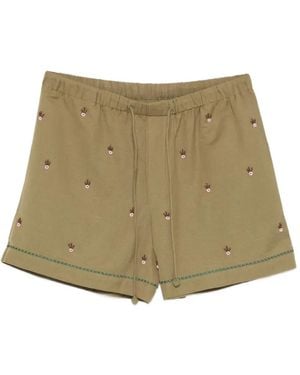 BAZISZT Floral-Detail Shorts - Natural