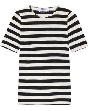 MSGM Striped Short-Sleeve T-Shirt - Black
