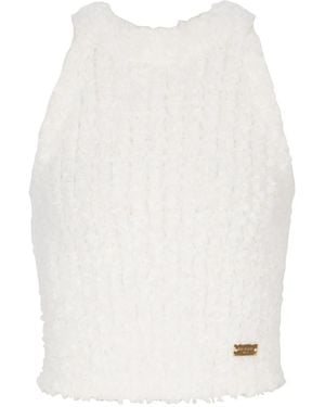 Balmain Textured Sleeveless Top - White