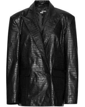 ROTATE BIRGER CHRISTENSEN Double-Breasted Leather Blazer - Black