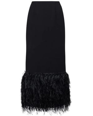 ROKSANDA Zari Midi Feather-Trim Skirt - Black