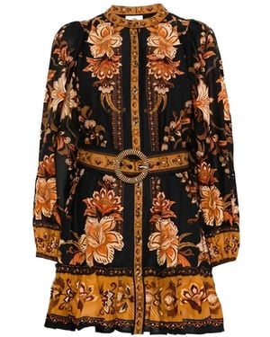 FARM Rio Floral-Pattern Belted Mini Dress - Black