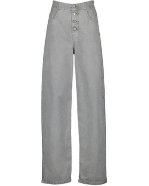 MM6 by Maison Margiela Buttoned Leather-Patch Jeans - Grey