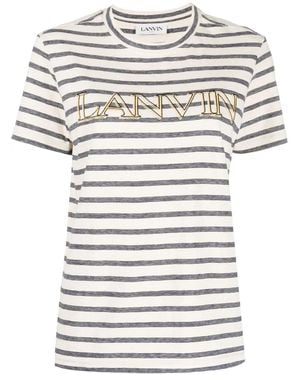 Lanvin Logo-Print Striped T-Shirt - White