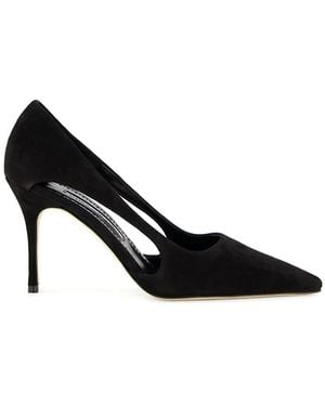 Manolo Blahnik 90Mm Cut-Out Suede Pumps - Black