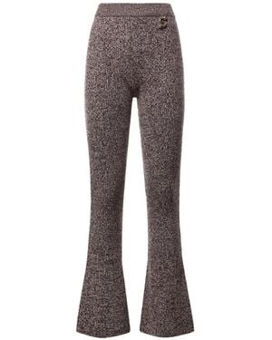 Sportmax Ribbed-Knit Flared Pants - Gray