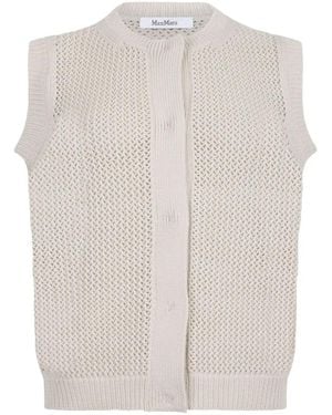 Max Mara Nome Open Knit Button Vest - White