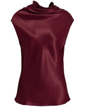 Alberta Ferretti Draped Sleeveless Satin Blouse - Purple
