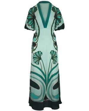La DoubleJ Marlene Floral-Print Silk Maxi Dress - Green