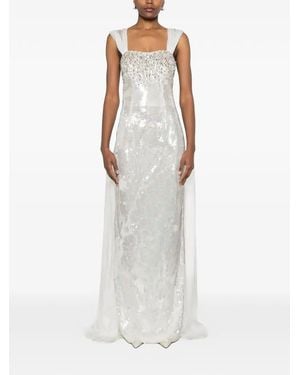Dina Melwani Kristallverziertes Maxikleid - Weiß