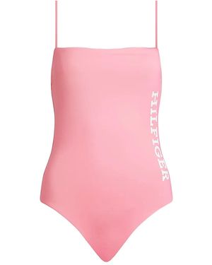 Tommy Hilfiger Badeanzug Mit Logo-Print - Pink