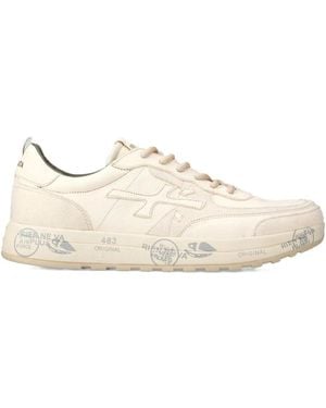 Premiata Nous 7733 logo-stamped leather sneakers - Natur