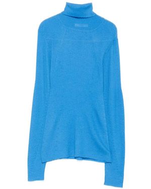 6397 Ribbed Roll-Neck Jumper - Blue