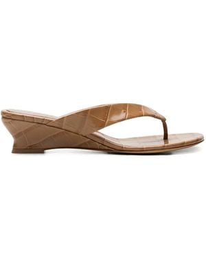 Le Monde Beryl Leather Wedge-Heel Sandals - Brown