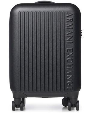ARMANI EXCHANGE Logo-Embossed Ridged Suitcase - Grey
