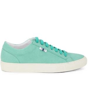 Fedeli Lace-Up Cotton Trainers - Green