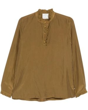 forte_forte Ruffled Long-Sleeve Blouse - Natural