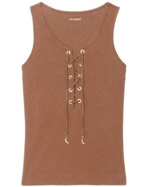 Zadig & Voltaire Eyelet Ana Lin Lave Top - Brown