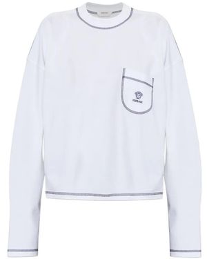 Versace Medusa-Logo Long-Sleeve Top - White