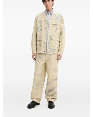 Desigual Stamp-Print Jeans - Natural