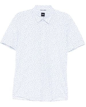 BOSS Floral-Print Short-Sleeve Shirt - White