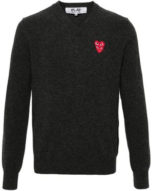 COMME DES GARÇONS PLAY Heart-Patch Wool Jumper - Black