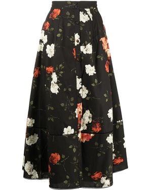 Erdem フローラル プリーツスカート - ブラック