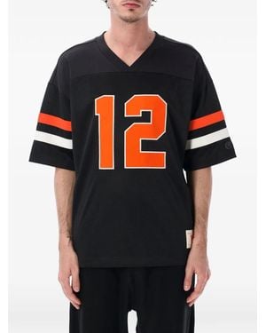 Champion Mesh-Panelled Striped-Sleeve T-Shirt - Black