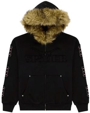 Sp5der Garibaldi Studded Logo Hoodie - Black
