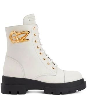 Giuseppe Zanotti Tankie Boot Lace-Up Boots - White