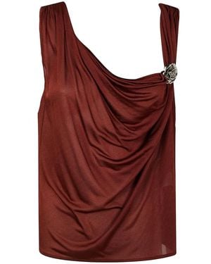 Blumarine Oberteil mit Brosche - Rot