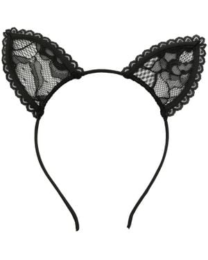 Fleur du Mal Cat-Ears Lace Headband - Black