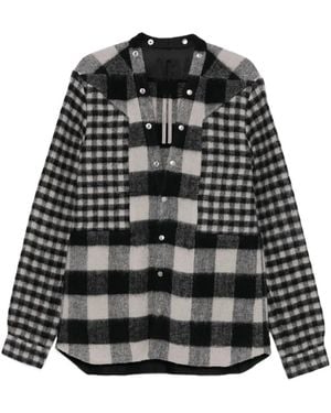 Rick Owens Patchwork Checked Wool Jacket - Black