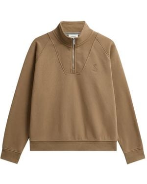 Pringle of Scotland Half-Zip Raglan-Sleeve Sweatshirt - Natural