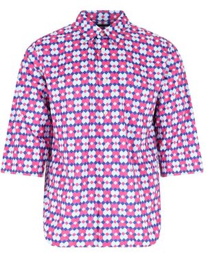 Comme des Garçons Geometric-Pattern Short-Sleeve Shirt - Pink