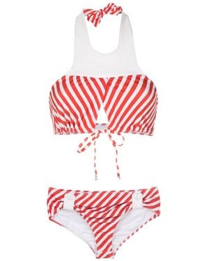 Amir Slama Gestreiftes Neckholder-Bikinioberteil - Rot